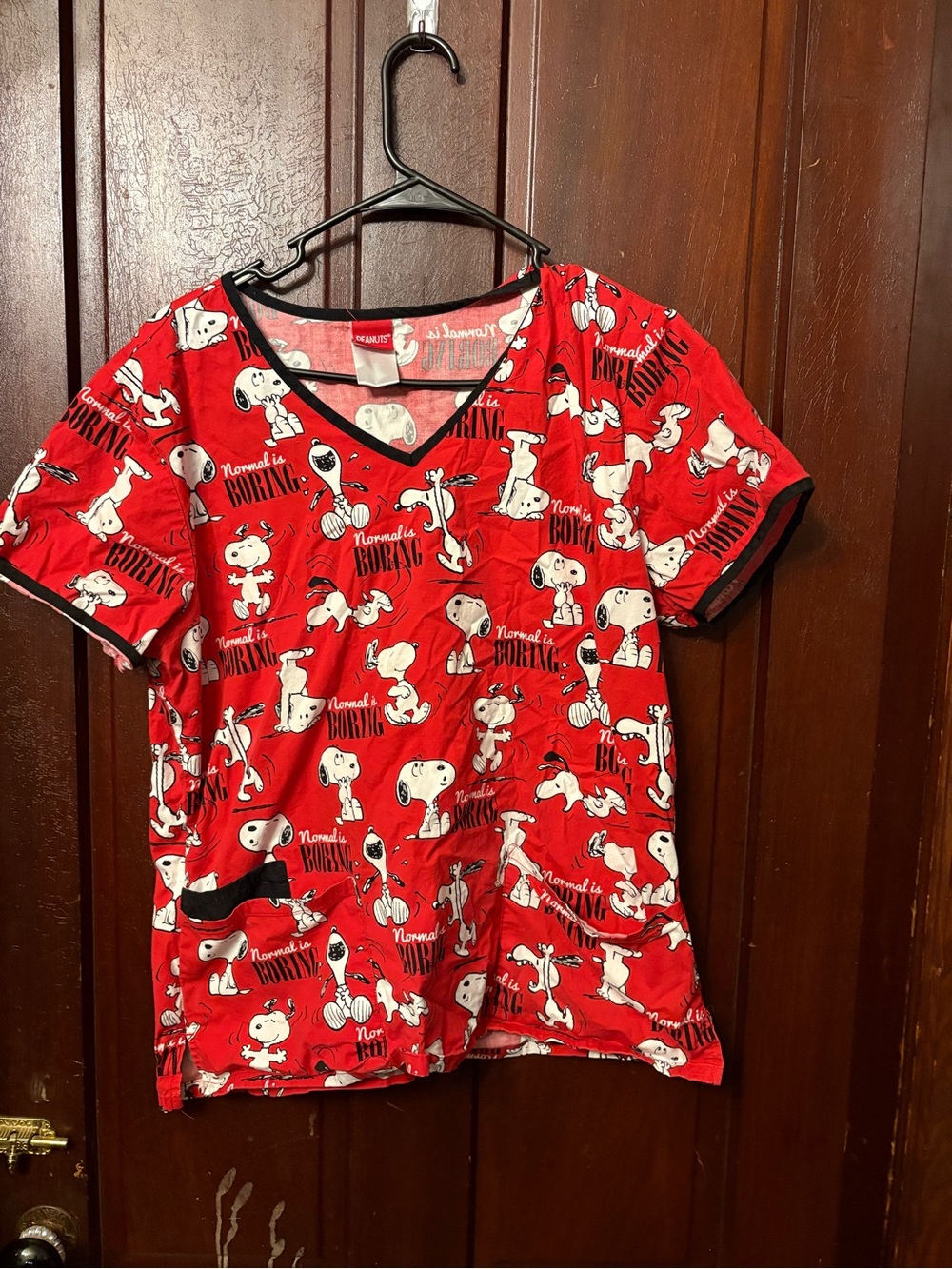 Peanuts Snoopy Red Scrub Top